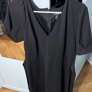 Express V-Neck Black Midi Dress